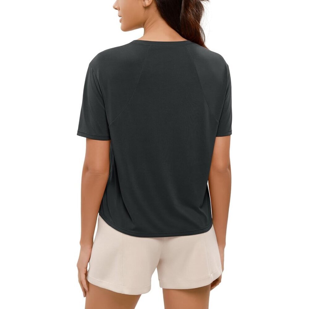 Women’s Modal Short Sleeve Shirt Crew Neck Casual Yoga Workout Top